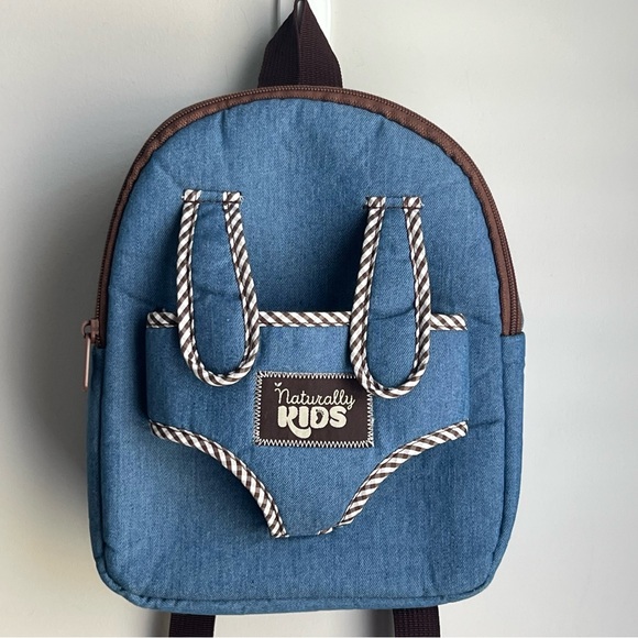naturally kids Other - Naturally KIDS Blue and Brown Denim Mini Backpack w/ Stuffy Carrier